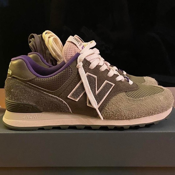 SNS x New Balance 574 'Nature' Olive Green / Purple (ML574NS2) - Picture 1 of 6